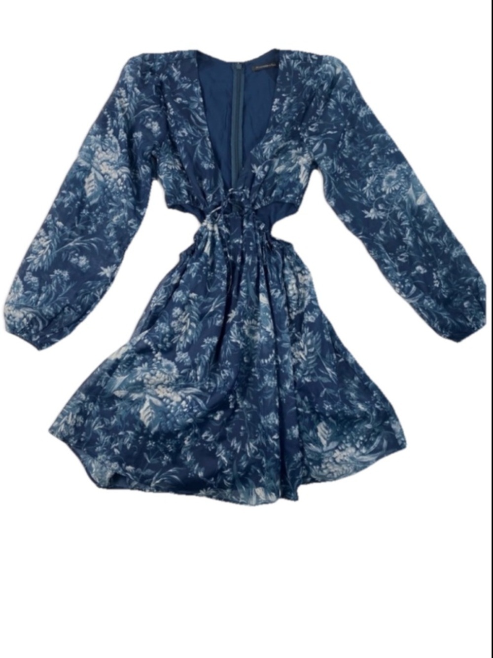 A&F Abercrombie & Fitch Women’s Blue Floral Cutout Long Sleeve Dress XS